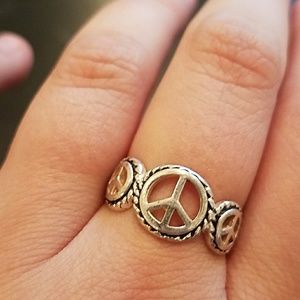 Peace Sign Sterling Silver Ring