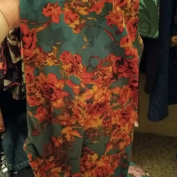 Lularoe TC new teal background with rich florals - Picture 1 of 4