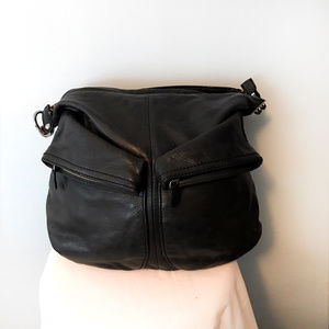 LOFT Black Leather Hobo Bag