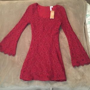 Maroon lace Francesca's dress