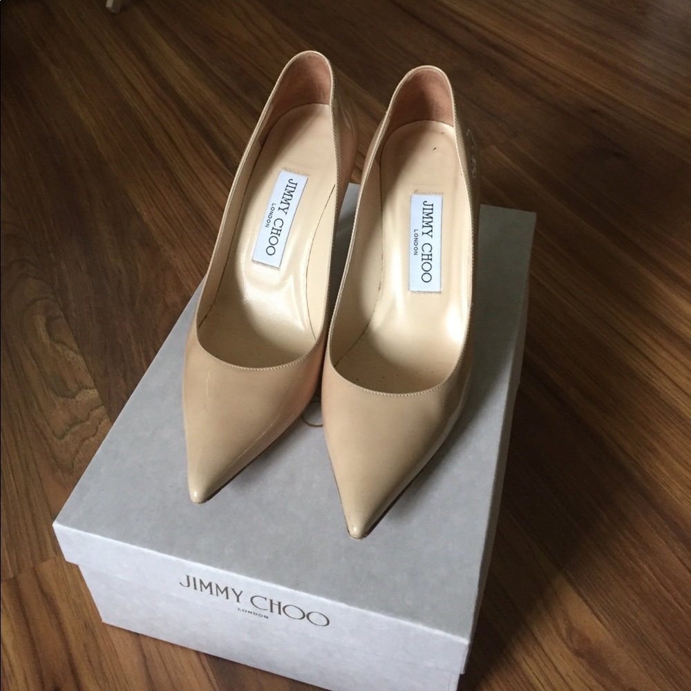 Jimmy Choo Agnes Patent Nude pumps