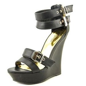 Black wedges with buckles