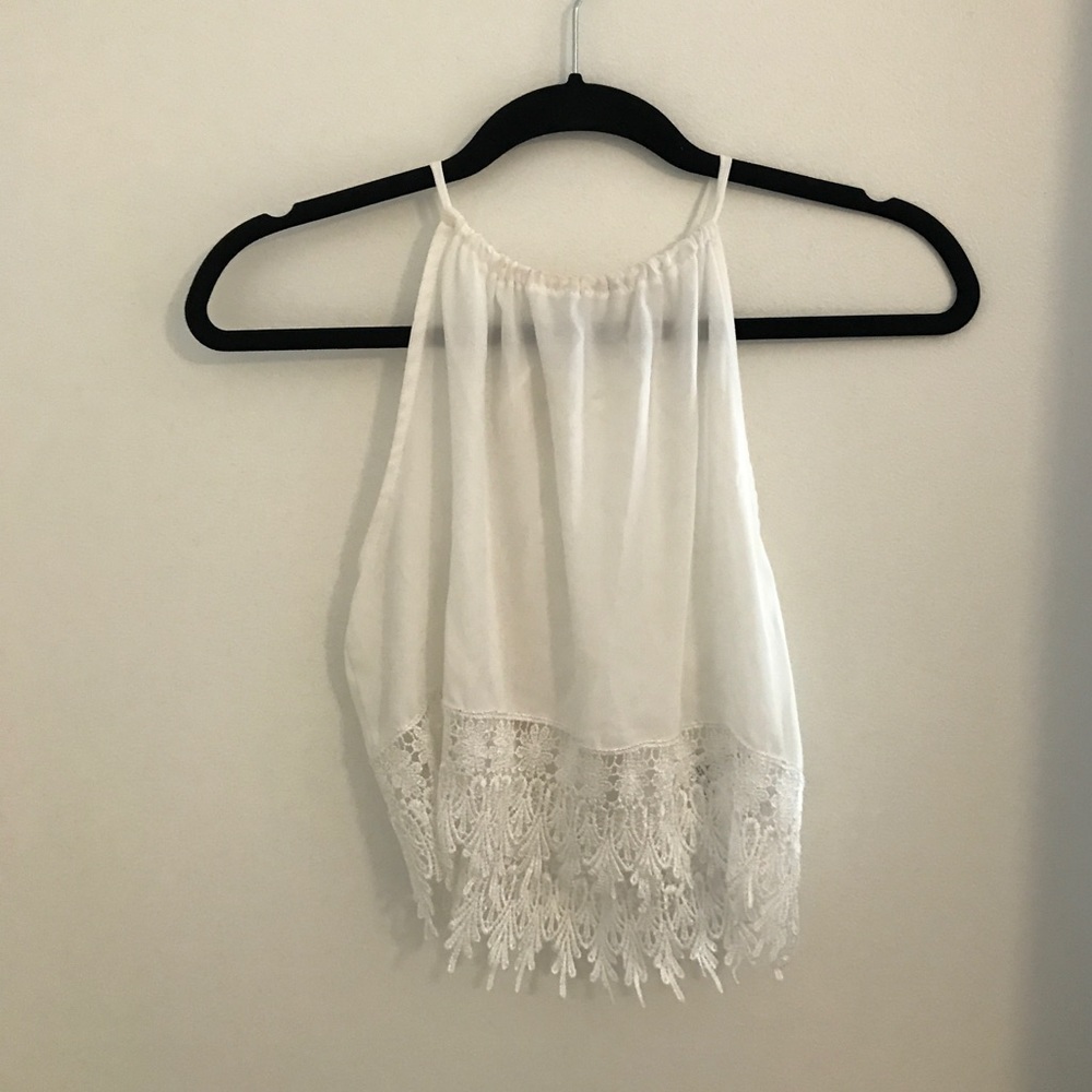 Lace Bottom White Blouse