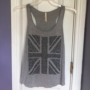Paper Crane grey tank with black sparkles. Size L