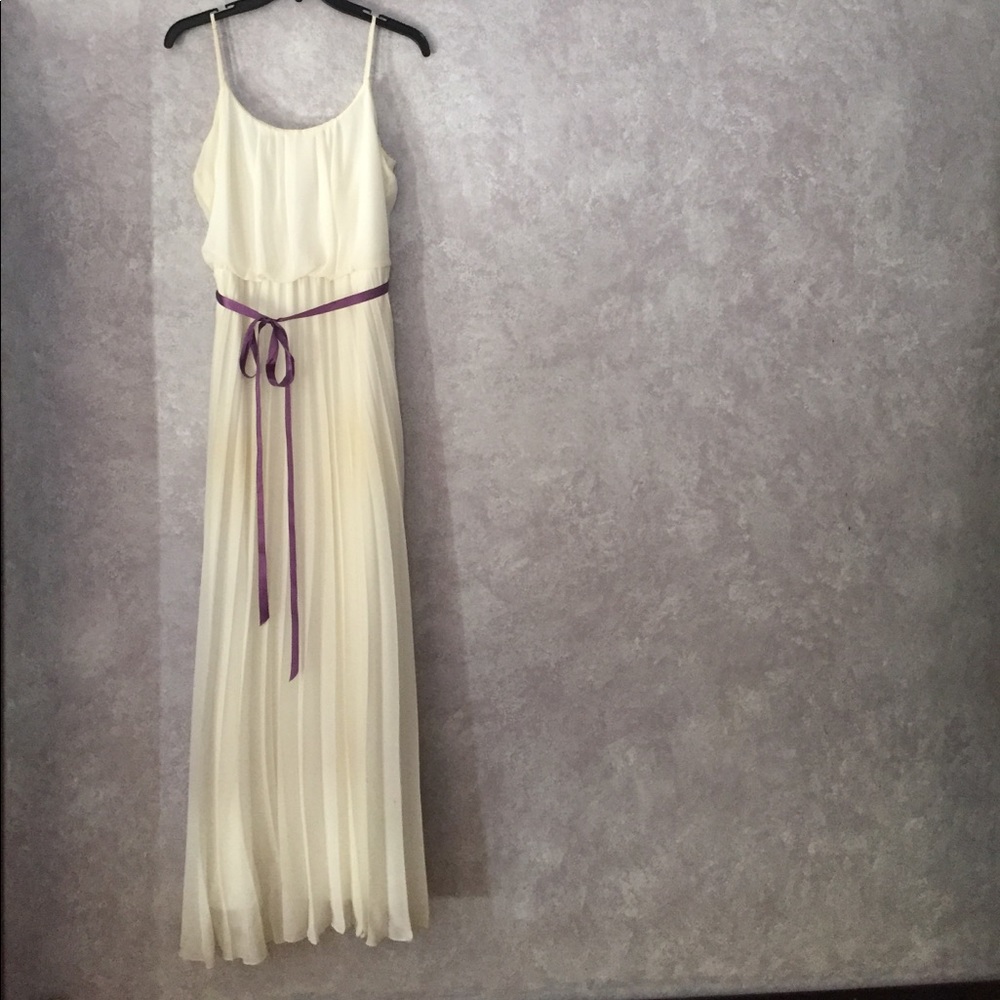 Cream pleated maxi dress