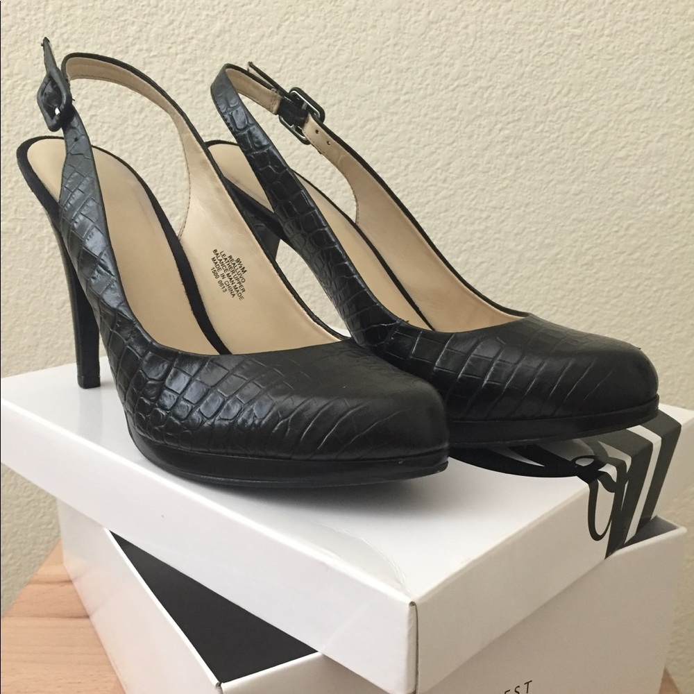 Black slingback pump heels