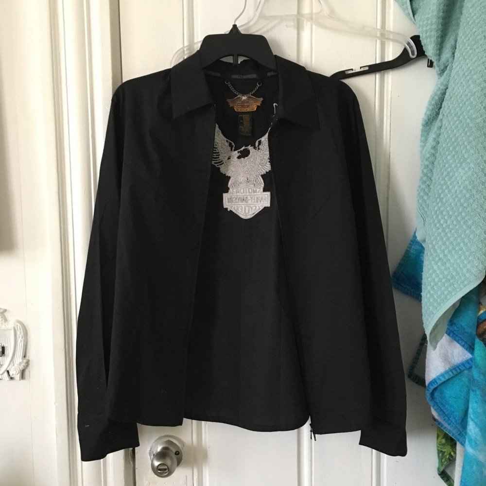 black harley davidson zip up shirt