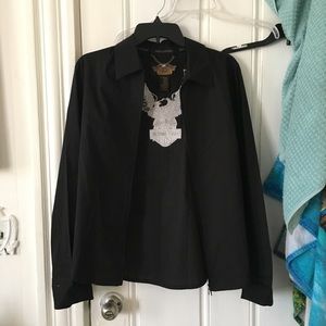 black harley davidson zip up shirt