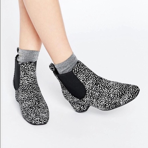 Black & White Hair Ankle Booties - Picture 2 of 6