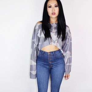Gray camouflage cropped Sweatshirt