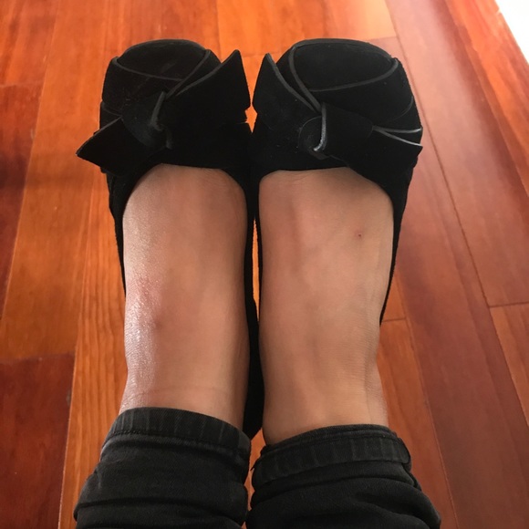 BCBGMaxAzria Shoes - BCBG Suede heels with bow on top