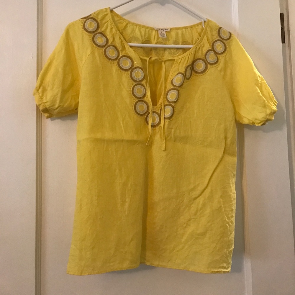 Jcrew "Vintage Closet" yellow linen top