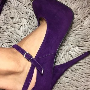 Kathleen soft royal purple pump with strap