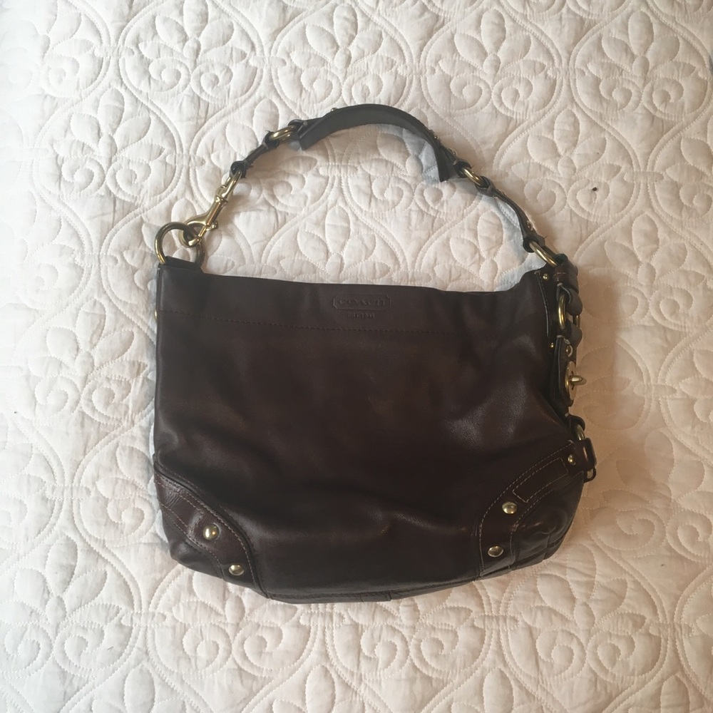 Chocolate brown leather Coach handbag!
