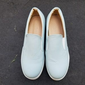 Blue platform slip-on shoes
