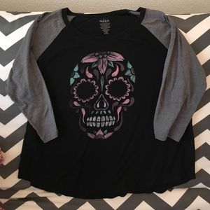 Torrid 3/4 Sleeve Sugar Skull Tee