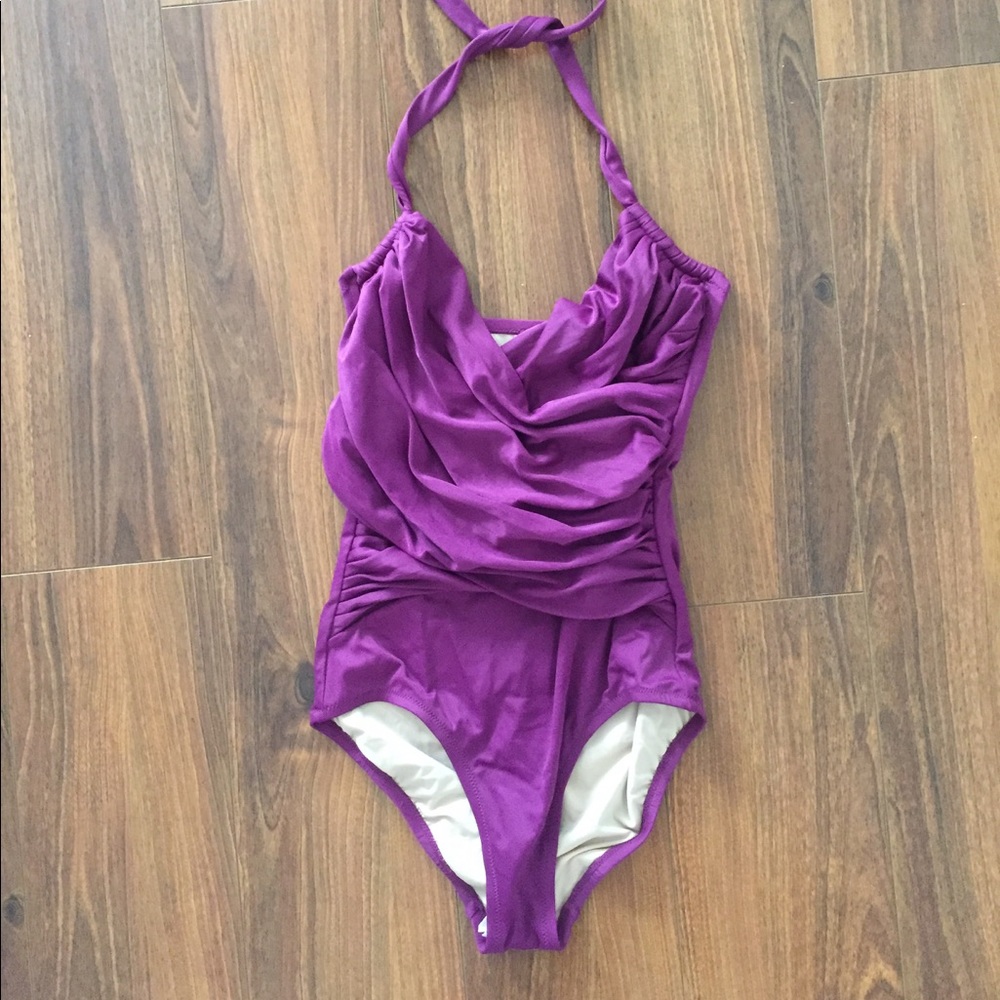 NWT! J Crew ruched wrap one piece halter swimsuit