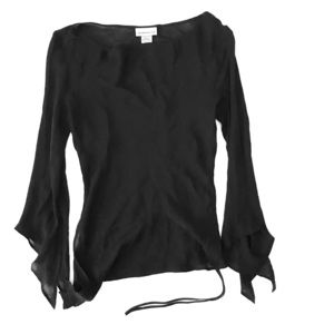 Sheer Black Silk asymmetrical top