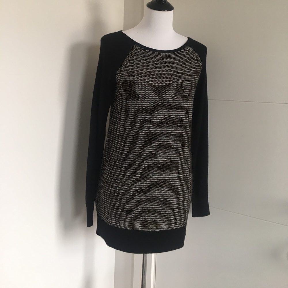 NWT Ann Taylor Loft black metallic tunic sweater