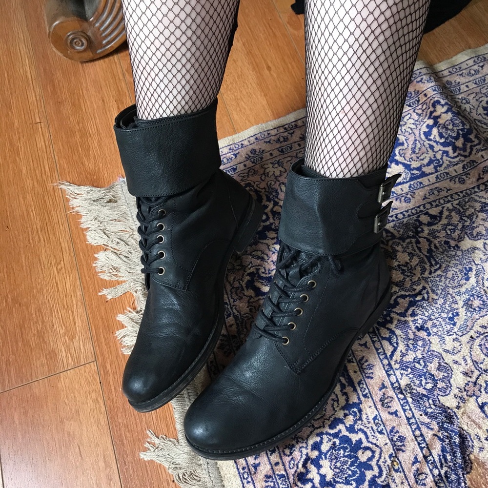 Leather combat boots