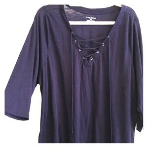 Torrid 3/4 Sleeve Lace Up Vee Neck Tee
