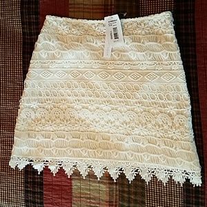White lace mini skirt