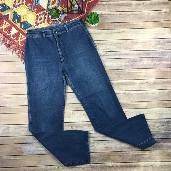 Vintage 1970s Ultra High Rise Wide Leg Disco Jeans - Picture 3 of 7