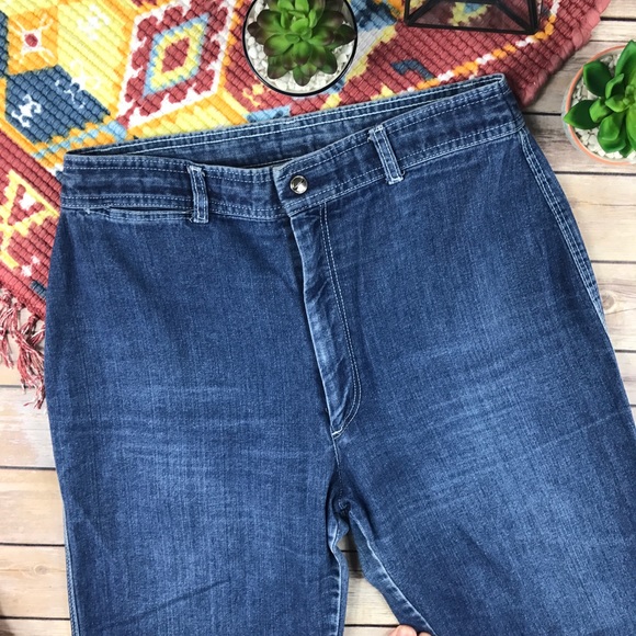 Vintage 1970s Ultra High Rise Wide Leg Disco Jeans - Picture 5 of 7