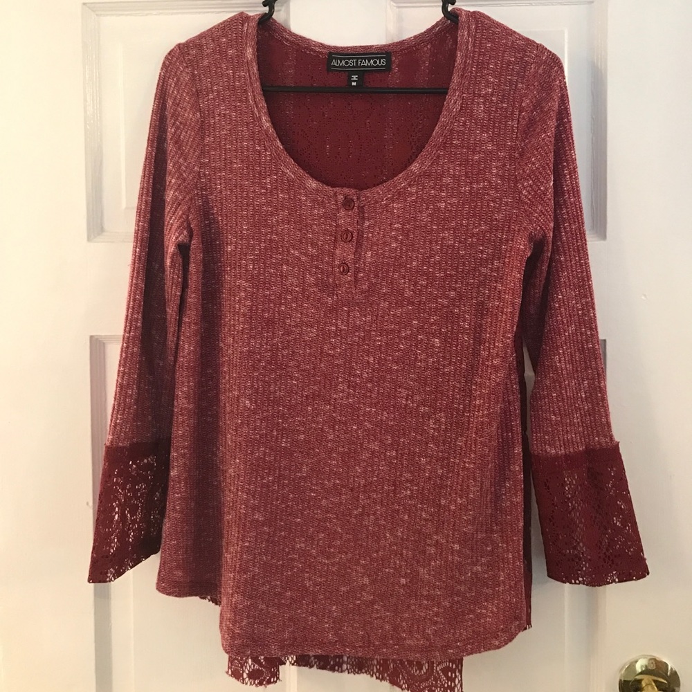 Women's adorable maroon lace top.
