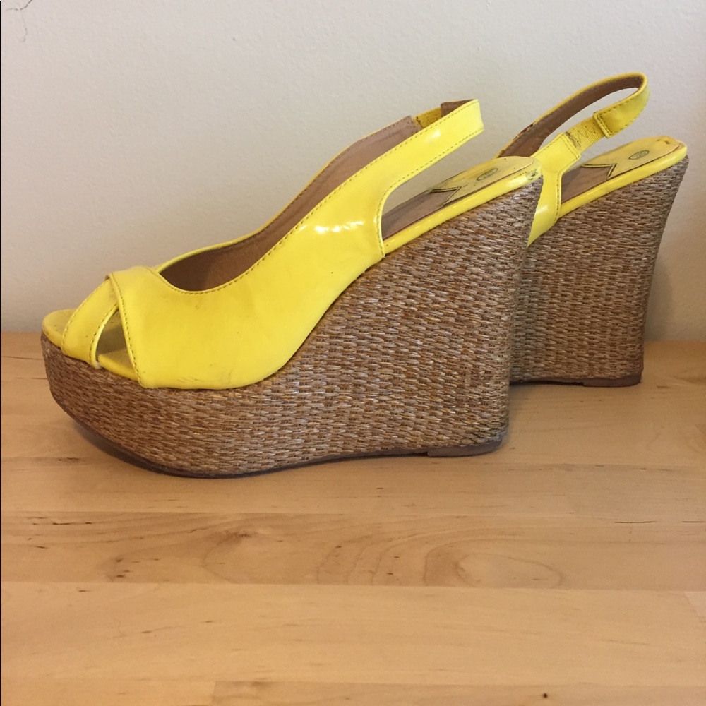 Bright yellow sassy wedges
