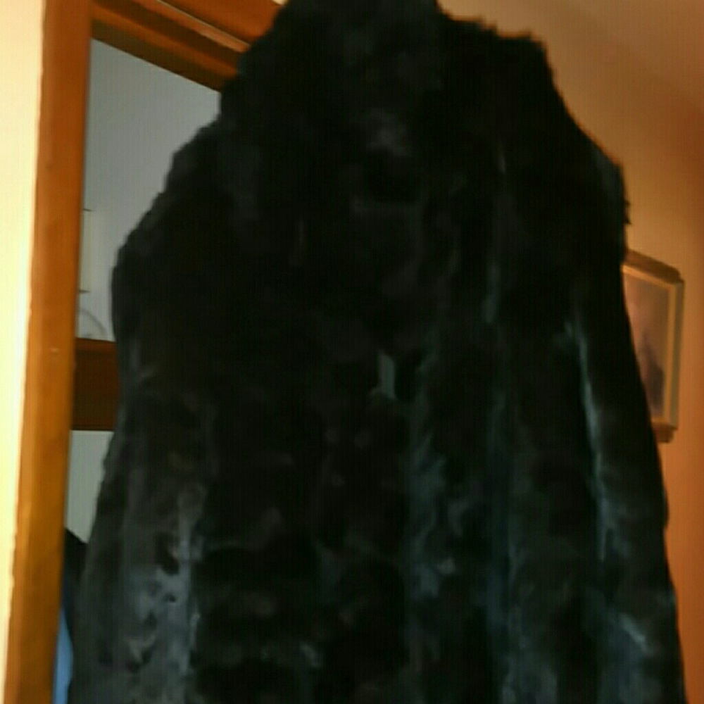 Black vintage long fur coat