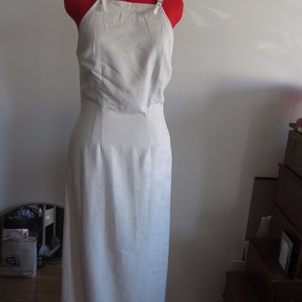 Vintage Long Creme Ultrasuede jumpsuit strap dress - Picture 3 of 5