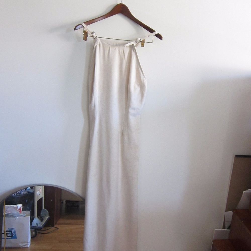 Vintage Long Creme Ultrasuede jumpsuit strap dress - Picture 4 of 5