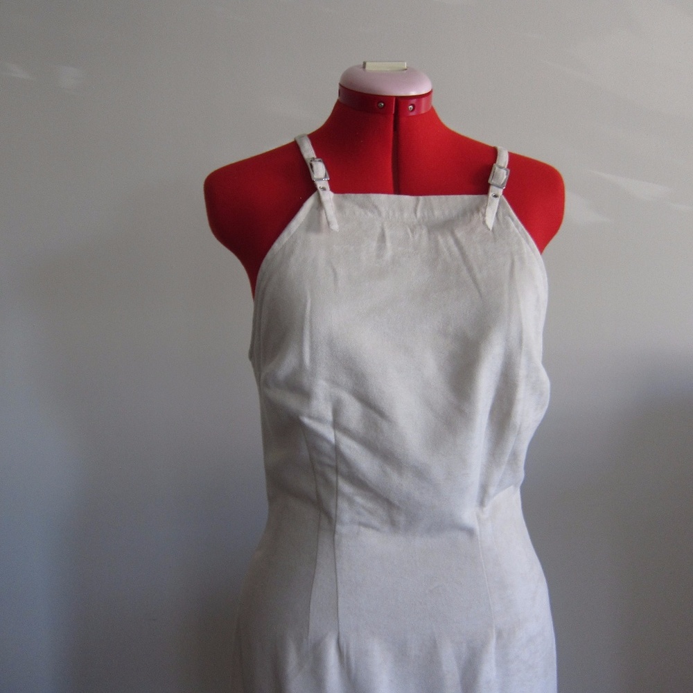 Vintage Long Creme Ultrasuede jumpsuit strap dress