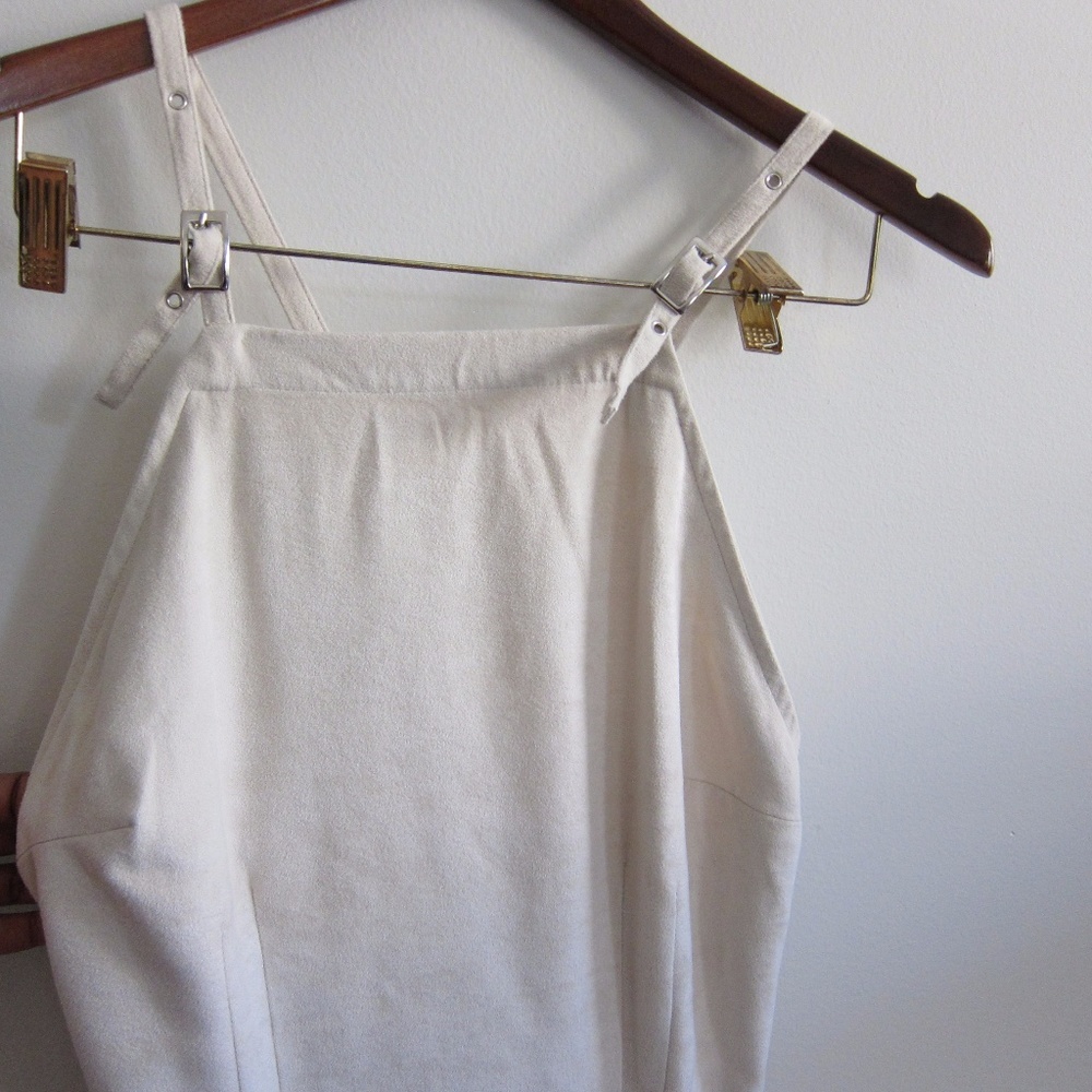 Vintage Long Creme Ultrasuede jumpsuit strap dress - Picture 2 of 5