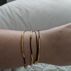 Leather and gold wrap bracelet