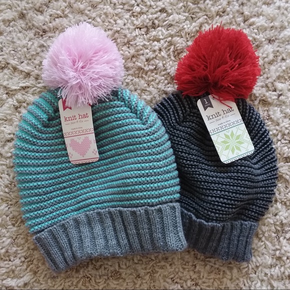 Accessories - SET OF TWO POM POM KNIT HATS