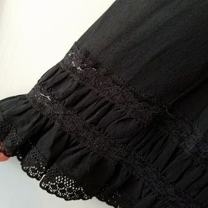 Max Studio black silk skirt with lace