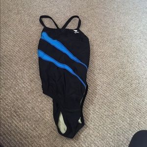 Black and blue swim suit