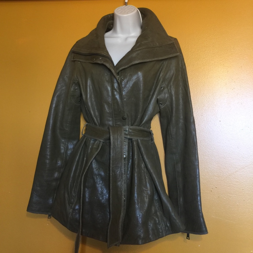 Gorgeous soft olive green leather jacket