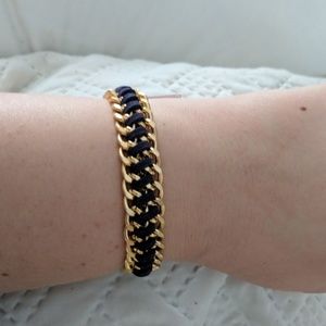 Leather and gold bracelet