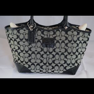 Coach Signature and Patent Trim Tote