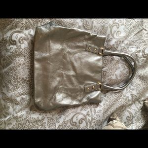 J crew silver metallic tote