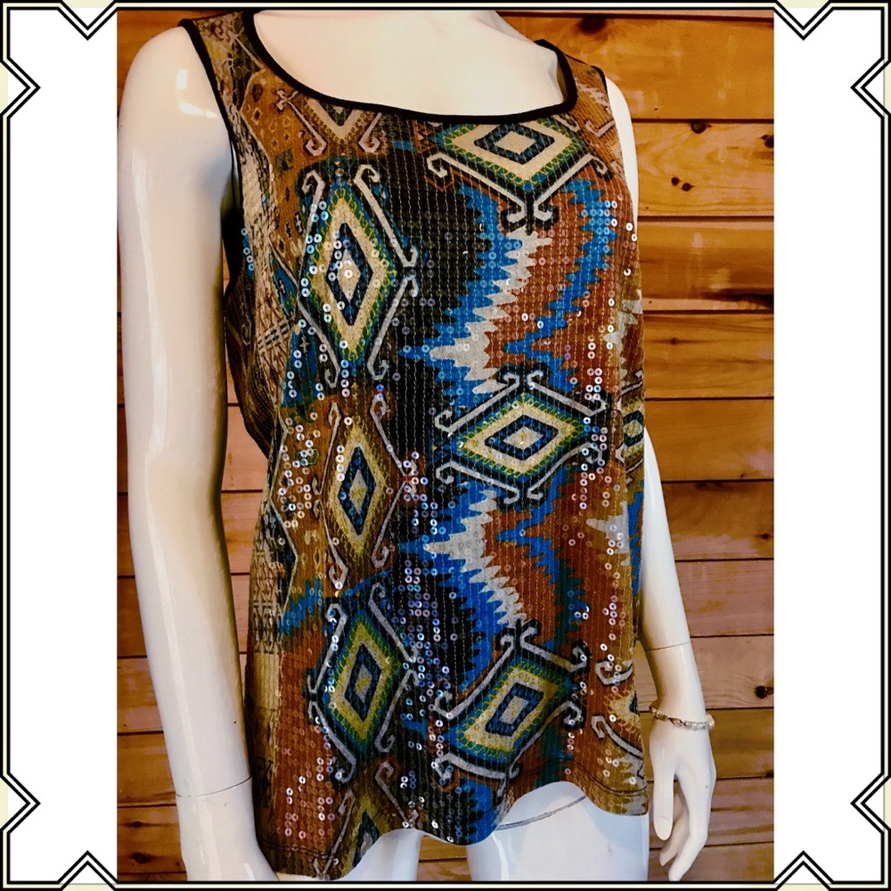 CHICO'S Geometric Sequin Top