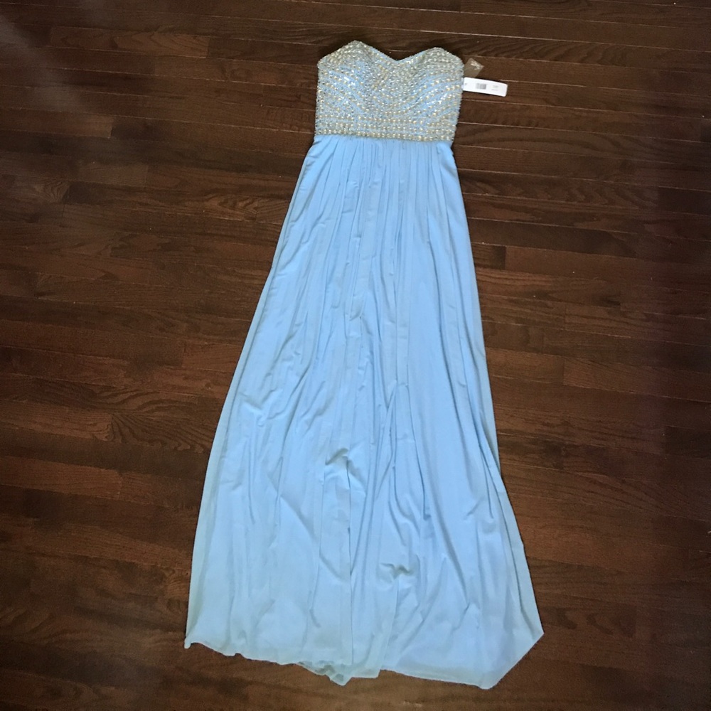 Blue beaded flowy dress