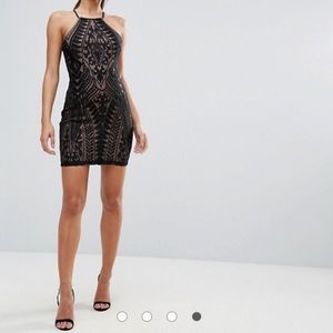 ASOS Lace Strappy Back Mini Bodycon Dress