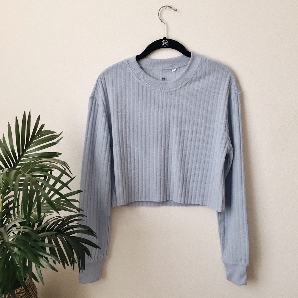 Pacsun blue knitted cropped sweater