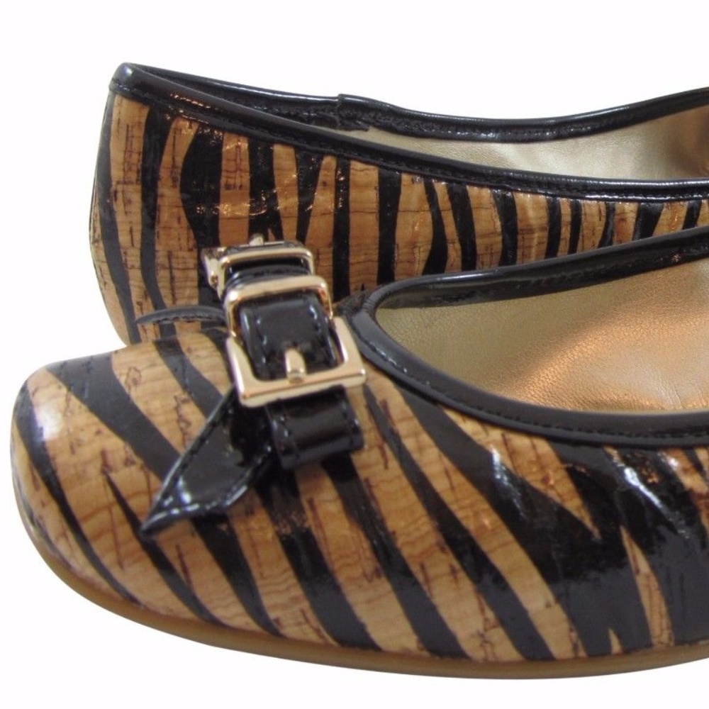 SOFFT “NALDA” ZEBRA PRINT LAMINATED CORK FLATS –