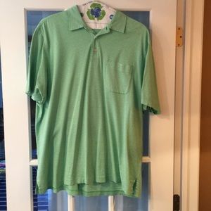 J. McLaughlin green and white striped polo