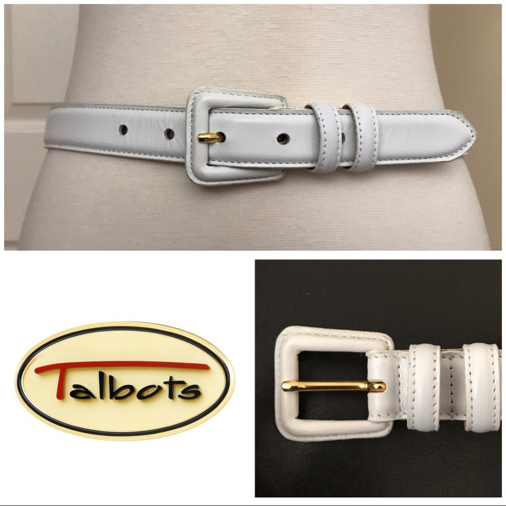 Talbots Belt White Leather-Sz Med-Made in Italy